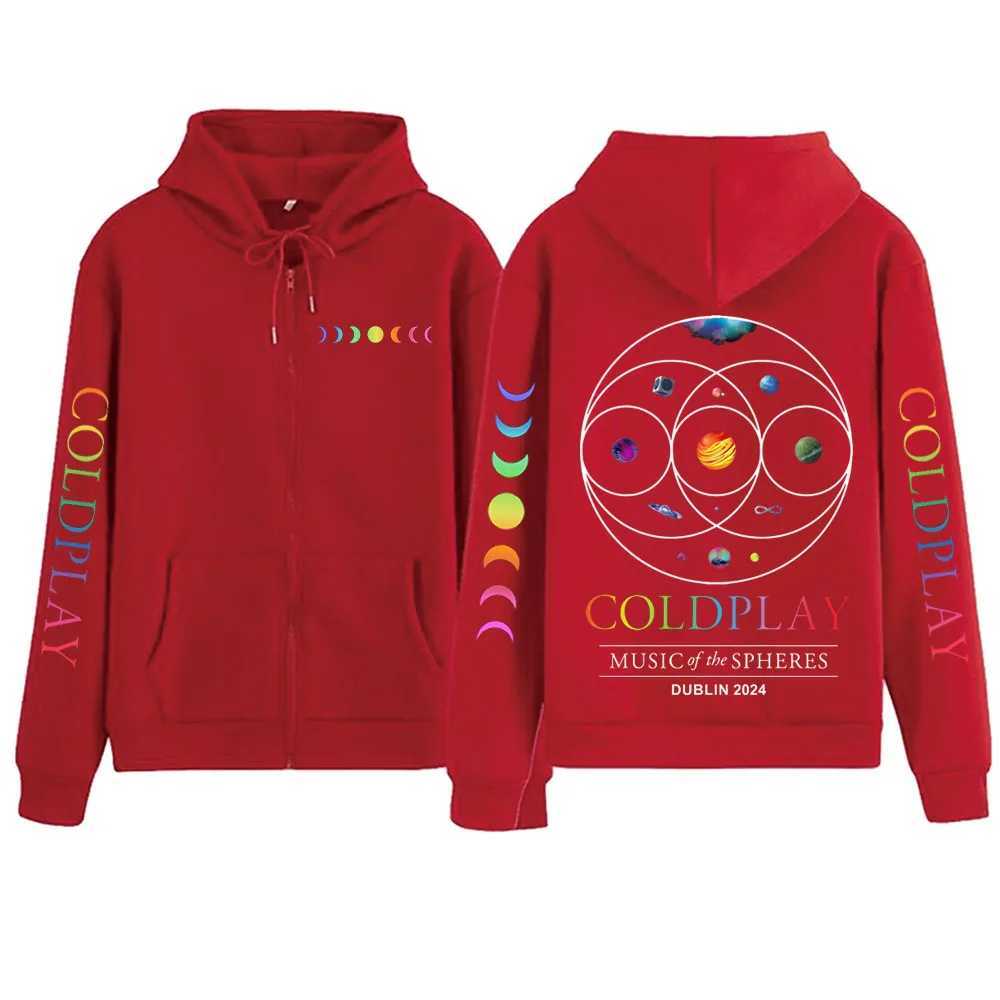 COLD-PLAY Music Of The Spheres World Tour Zipper Hoodie Harajuku Pullover Tops Sweatshirt Streetwear X241228