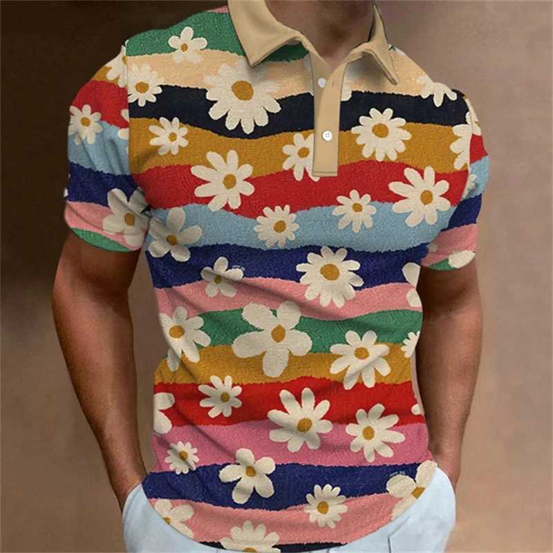 Mens shirt Shirt Fashion 3D Printed Flower Pattern Lapel Short Sleeve Top Summer New Leisure Vacation Street Breathable Clothing X241228