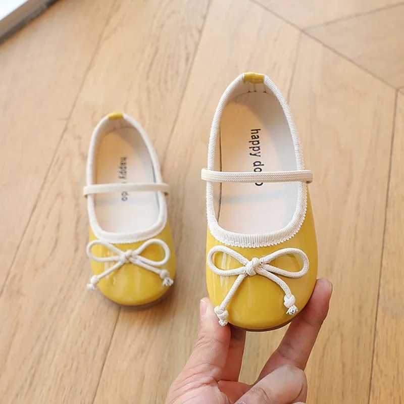 Fashionable childrens flat shoes 2-7-year-old childrens soft soled bow knot princess shoes little girls single shoes Chaussure filling W241228