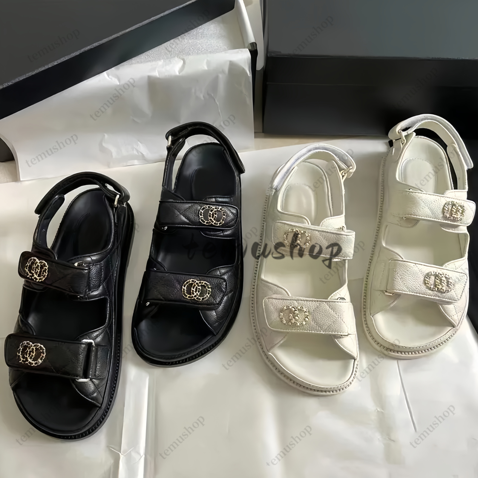 Women sandale Calfskin Dad shoes Sandals Quilted Designer Sandles Shoes Platform Flats Low Heel Wedge Diamond Buckle Sandal Slip On Ankle Strap SFlip Flop Size 35-42