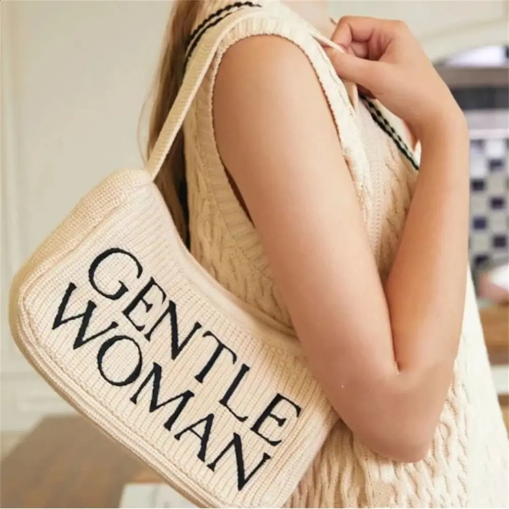 Versatile Knit Handbags Fashion Handmade Large Capacity Makeup Lipstick Bags Small Tote Gentlewoman 241225
