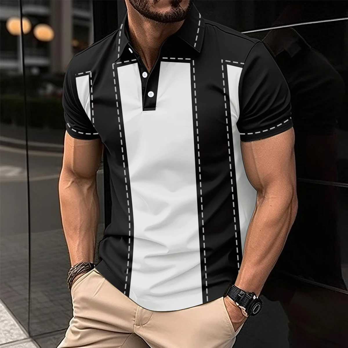 2024 Best-Selling Summer Mens shirt Shirt Fashion Mens Shirt Lapel Button shirt Shirt Patchwork Striped Printed Mens Clothing X241228