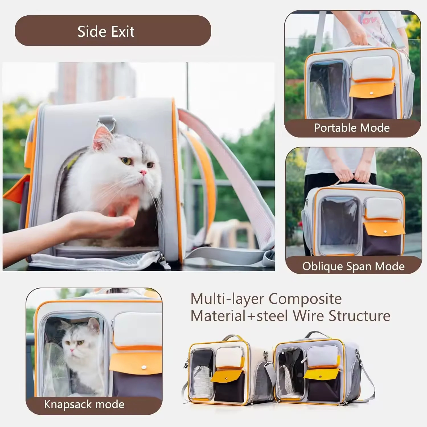 Foldable Backpack Large Capacity Breathable Double Layer Portable Carrier For Cat Traveg Pet Moving Bag Cats Products