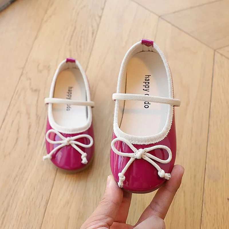 Fashionable childrens flat shoes 2-7-year-old childrens soft soled bow knot princess shoes little girls single shoes Chaussure filling W241228