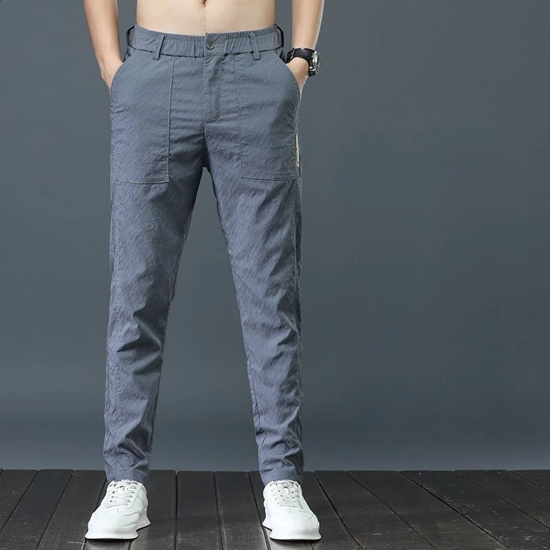 Harem Male Trouser Summer Cooling Ice Silk Thin Mens Casual Pants Ultra Thin Fit Y2k Plus Size Aesthetic Low Price Fashion Long 241227