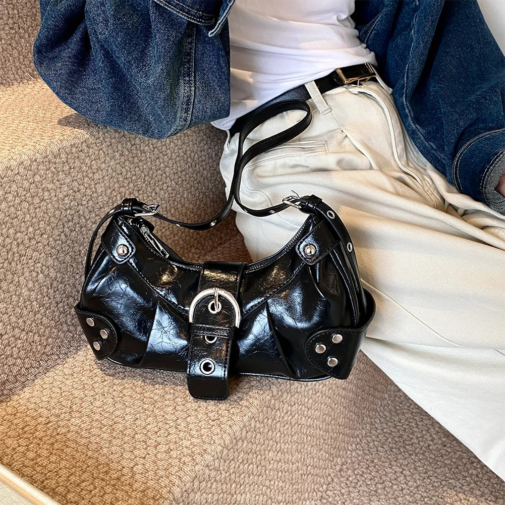 Y2K Red Bag Purse for Women Handbag Shoulder Bags Girls Punk Clutch Purses Retro Top Handle Bag Womens Bag 241228