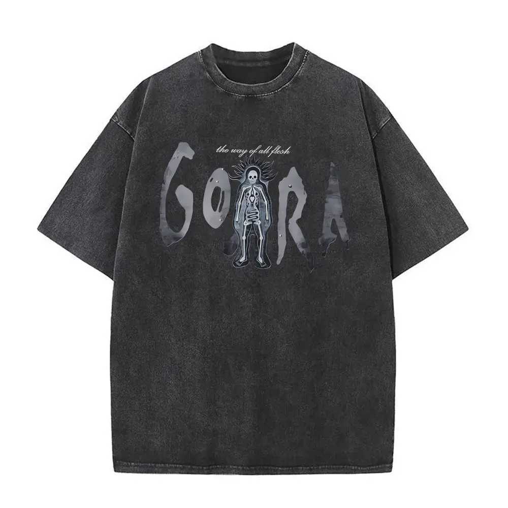 Washed Vintage French Metal Band Gojira The Flesh and Album Cover T-shirt Men Women Rock Oversized Tshirt Mens Casual T Shirts X241228