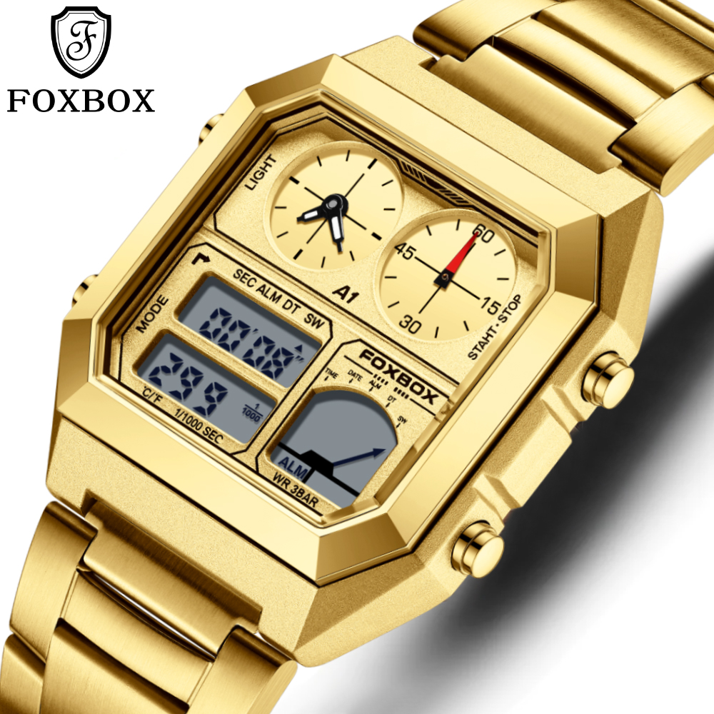LIGE New Fashionable Simple Steel Strip Dual Display Electronic Watch Multi functional Waterproof Alarm Clock Sports Watch Watch for teenagers