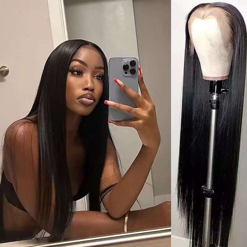 Fashion Black Wig, Split Long Straight Hair, Front Lace Synthetic Women's Headband Wigs Kq2 Kq2