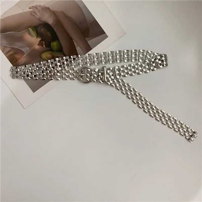 Fashion Punk Waist Chain Elegant Gold Silver Metal Chain Strap Pin Buckle Gold Women Waist Chain Hip-hop Women Belt 241227