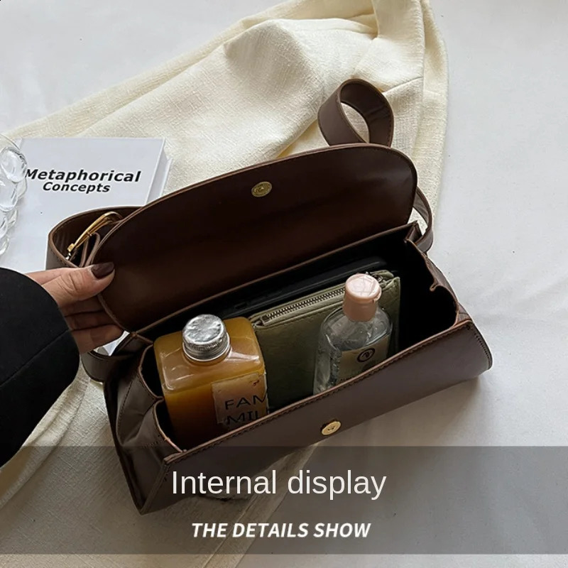 Adjustable Wide Strap Shoulder Bag for Women Underarm Small Retro PU Leather Handbag Shopper Purse Fashion Crossbody 241227