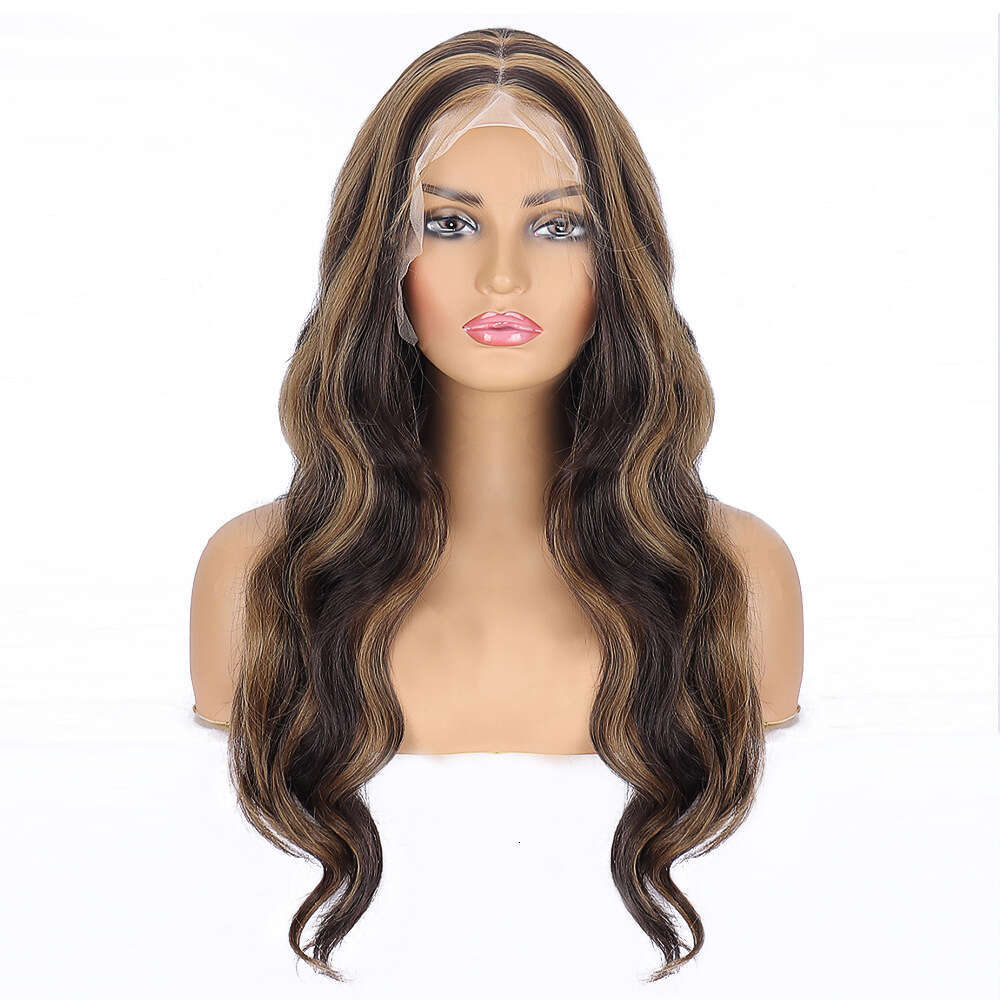 13 * 4 Front Lace Wig Full Head Set Synthetic Piano Color 4/27 Large Wave Fluffy Kq2 Kq2