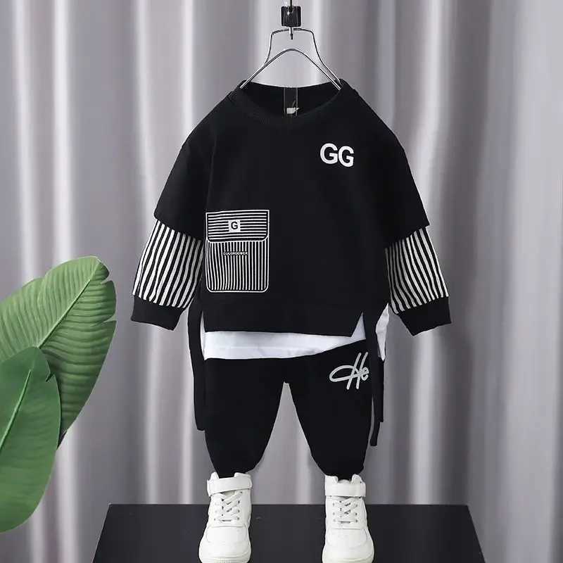 Autumn Baby Boy Clothes Children Stripe Sweater Pullover Top and Pant 2 Pieces Set Kid Girl O Neck Outfit Long Sleeve Tracksuit X241228