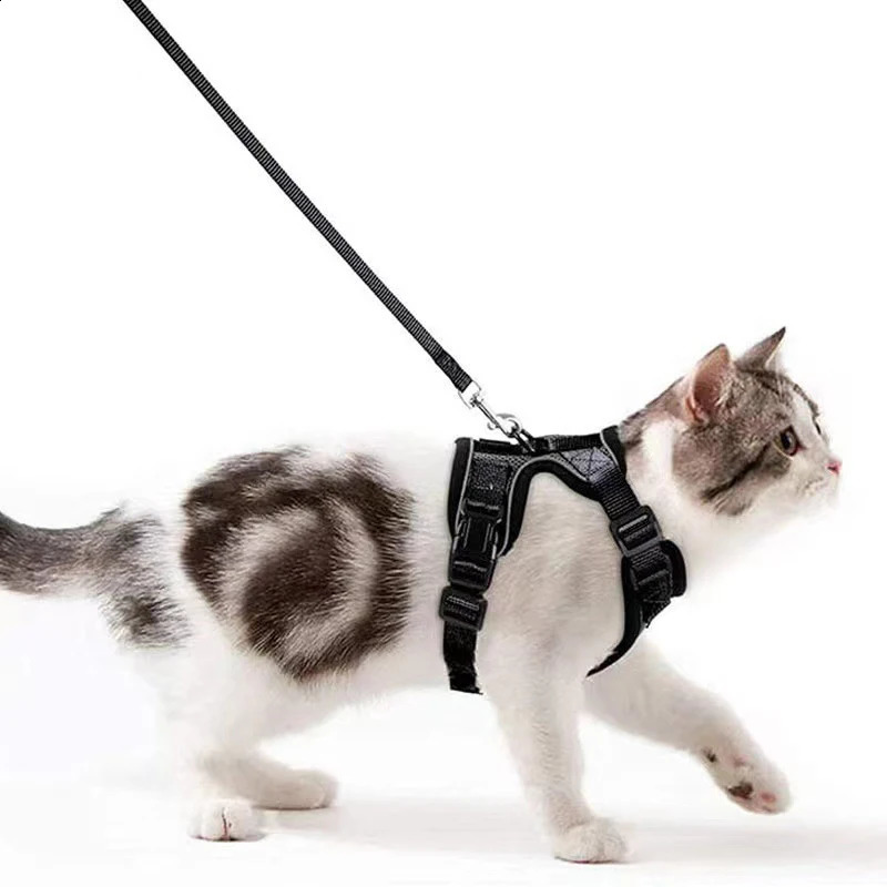 Soft Mesh Small Cat Harness and Leash Set Adjustable Vest Escape Proof for Pet Kitten Easy Control Reflective Puppy Dogs 241227