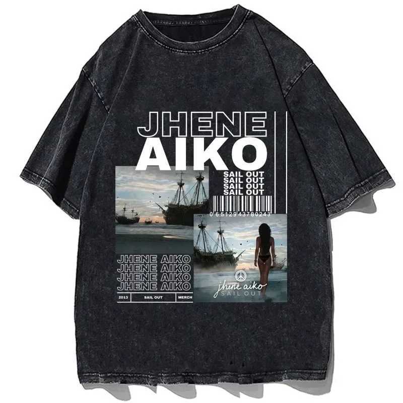 Jhenes Music Aikos Printed T-shirt Summer Short Slip Crew Collar T-shirt Classic Casual Cotton Oversized T-shirt Top X241228
