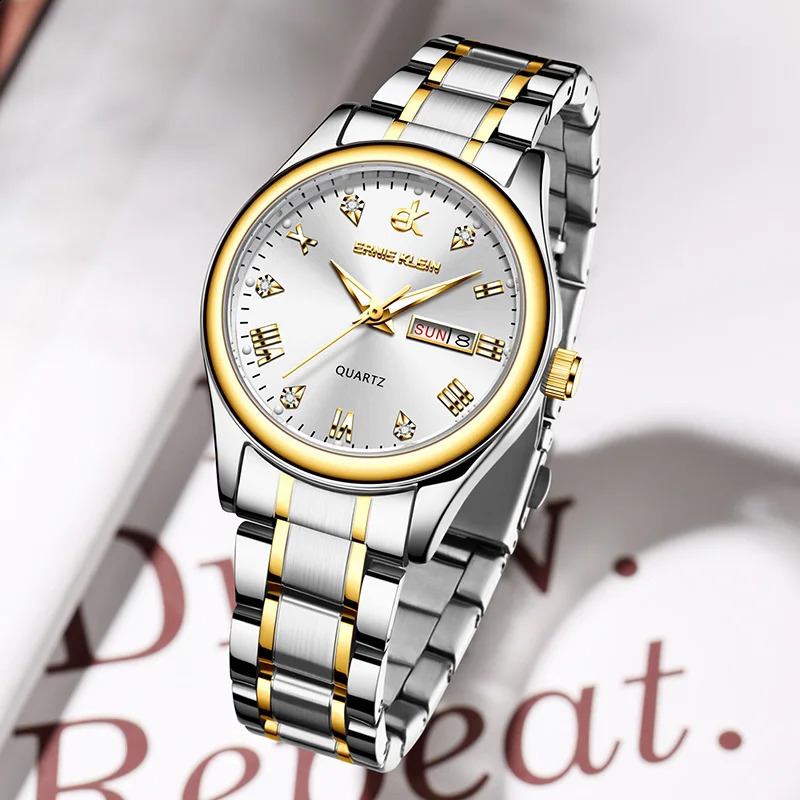 EK Womens Wrist watch Original Watches for Ladies Waterproof Stainless Steel Quartz Woman Wristwatch Gold trend 241225