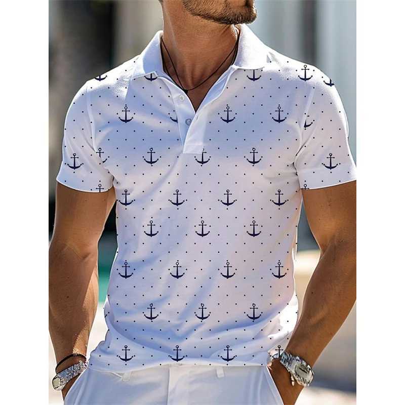 3D printed striped mens shirt shirt with colorful block pattern T-shirt summer casual lapel top loose short sleeved street T-shirt X241228