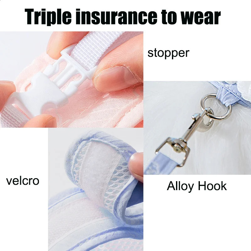 Pet Angel Wing Vest Harness with Leash Kawaii Personalized for Cat Dog Harness Necklace Accessories Cat Harness Leash 4 Season 241227