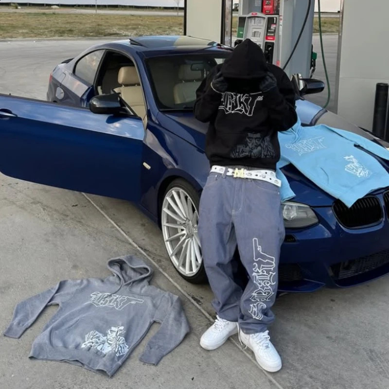 Solid color long sleeved floral hoodie mens and womens cotton pattern printed sportswear winter loose trendy street hoodie 241227