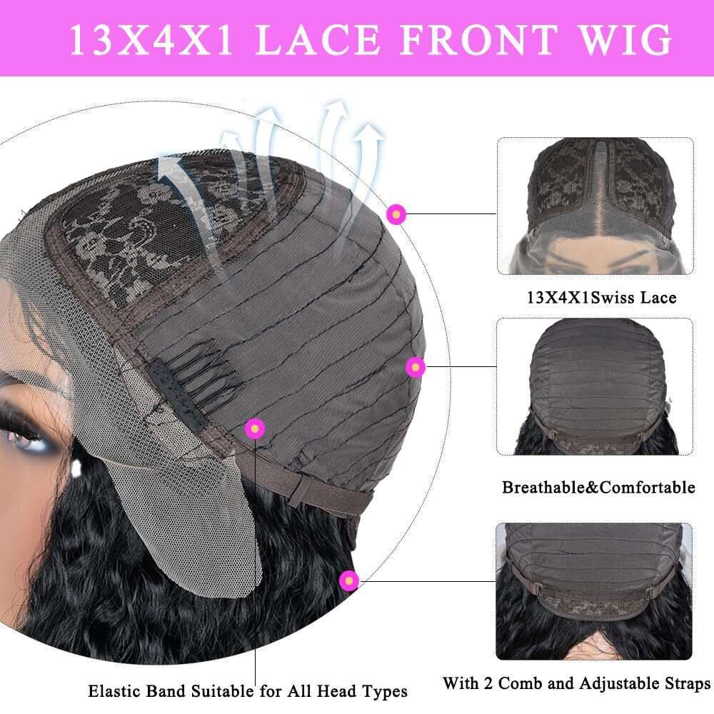 Wig 13 4 * 1T Type Front Lace Synthetic Headset Black Medium Split Long Twisted Braid Small Curled Hair Kq2 Kq2