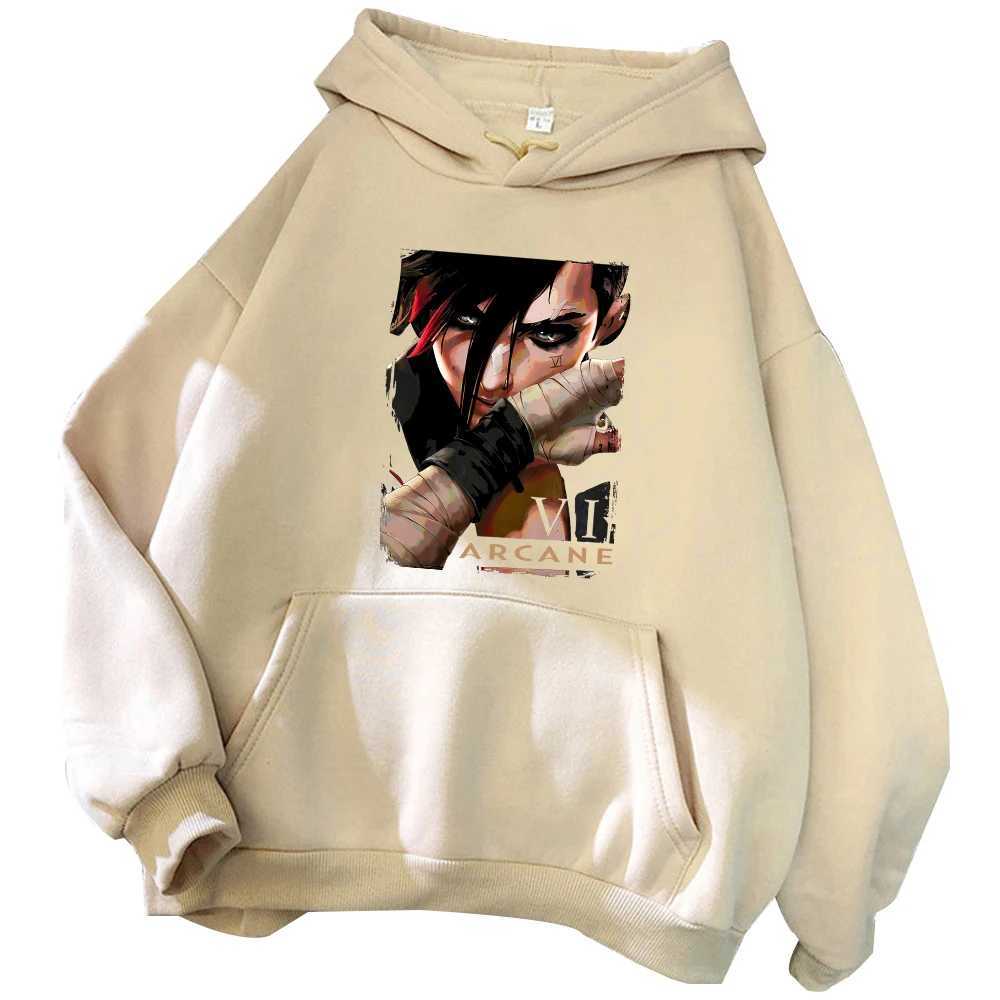 Arcane Vi Hoodie Harajuku Pullover Tops Sweatshirt Fans Gift X241228