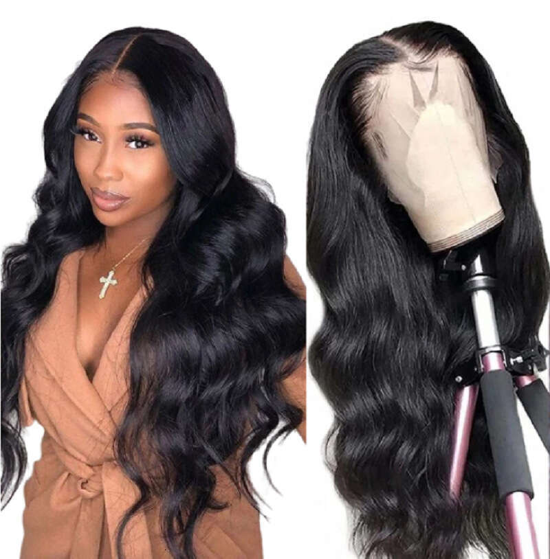 Female Wig 13 * 4 Front Lace Synthetic Headband, Black Medium Split Long Curly Hair, Body Wigs Kq2 Kq2