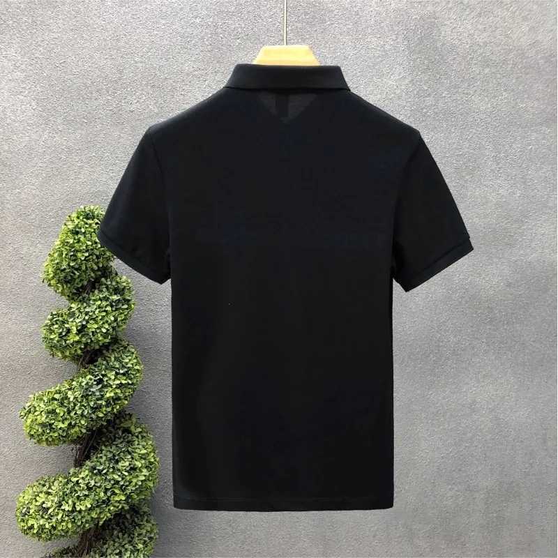 Simple Trend Summer Mens Square Neck Printed Contrast Button Korean Casual Short Sleeve shirt Top X241228