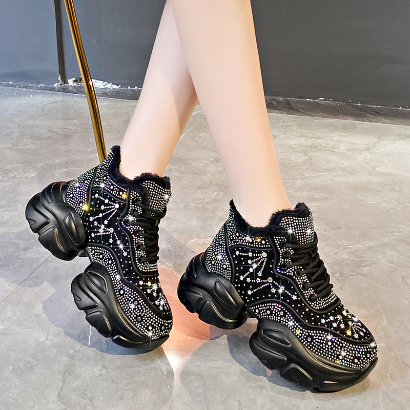 Fashion Luxury Women's Shoes New Winter Warm Women's Sneakers Diamond Designer Casual Ankle Boots Platform Shoes High quality warm snow boot