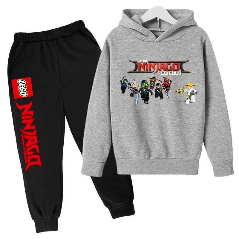 Phantom Ninja Hoodie cartoon Comics Anime printed CHIldren clothing CHIldren Boys Sweatshirt Hoodie set two-piece handsome X241228
