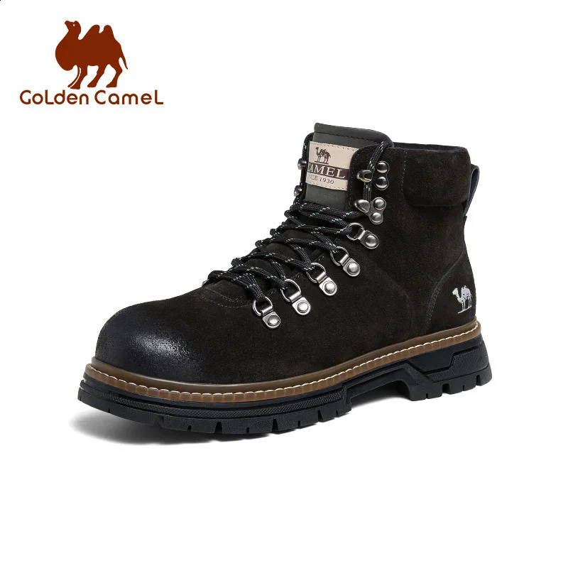 GOLDEN CAMEL Mens Winter Work Boots Waterproof Anti-slip Warm Plus Velvet Thick-soled Hiking Shoes for Men High-top Climbing 241228