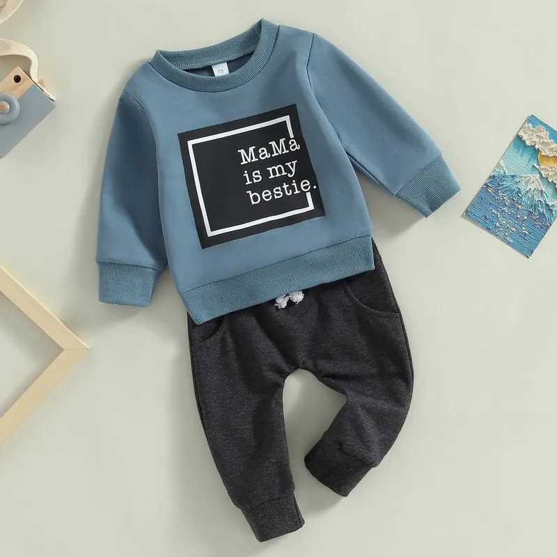 Newborn Baby Boy Pant Sets 2Pcs Outfits Autumn Clothes Long Sleeve Letter Pullover Tops and Pocket Pants Baby Items Clothing X2412281