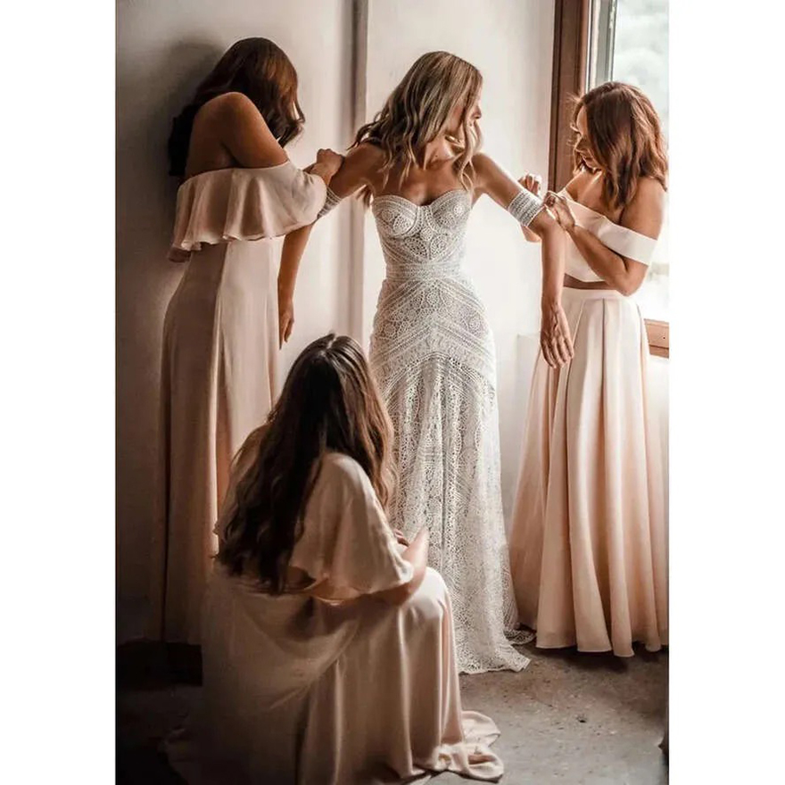 Two Piece Bridesmaid Chiffon A E Off The Shoulder Backless Maid Of Honor Gowns Long Wedding Guest Dresses