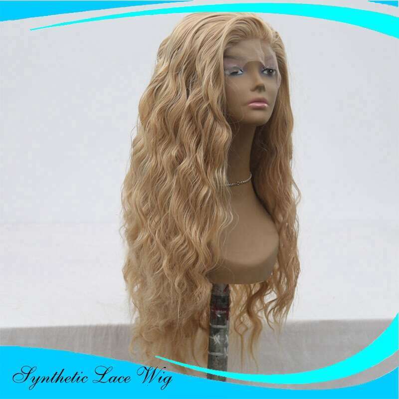 13 * 2.5 Synthetic Lace Wig With Mixed Gold Small Curly And Long Hair Full Head Cover Kq2 Kq2