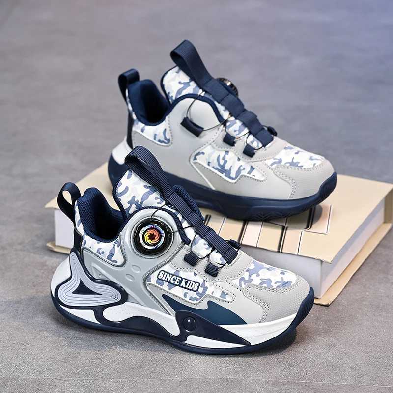 Children Basketball Shoes Swivel Button Boys Fashion Sneakers Girls School Sport Shoes Kids Casual Trainers Outdoor Shoes W241228