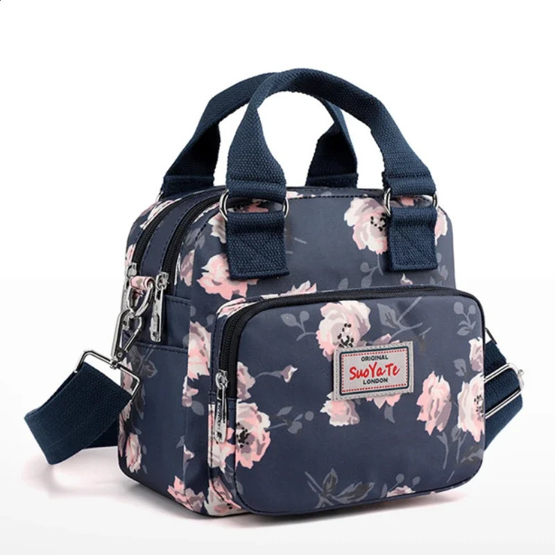 Women Crossbody Bag Portable Female Shoulder Bags Printed Flower Nylon Messenger Multipocket Ladies Handbags Bolsa 241227