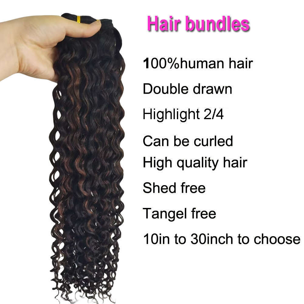 100% Curtain Natural Color Real Hair Bundles Wig Deep Kq2 Kq2