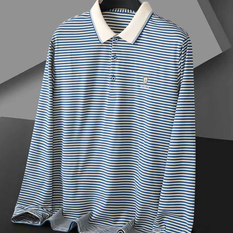 Business casual breathable street style mens striped shirt shirt wearing long sleeved tie T-shirt every day. M-4XL X241228