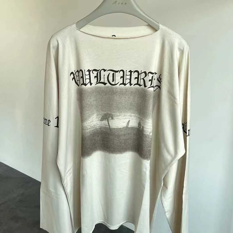 Vultures YZY T-shirt mens casual couple digital printing oversized long Sleved Top Ts X241228