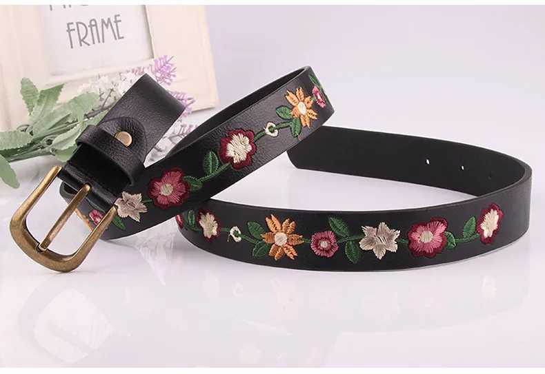 Newly embroidered floral decoration womens belt retro fashion womens classical Chinese style belt W241228