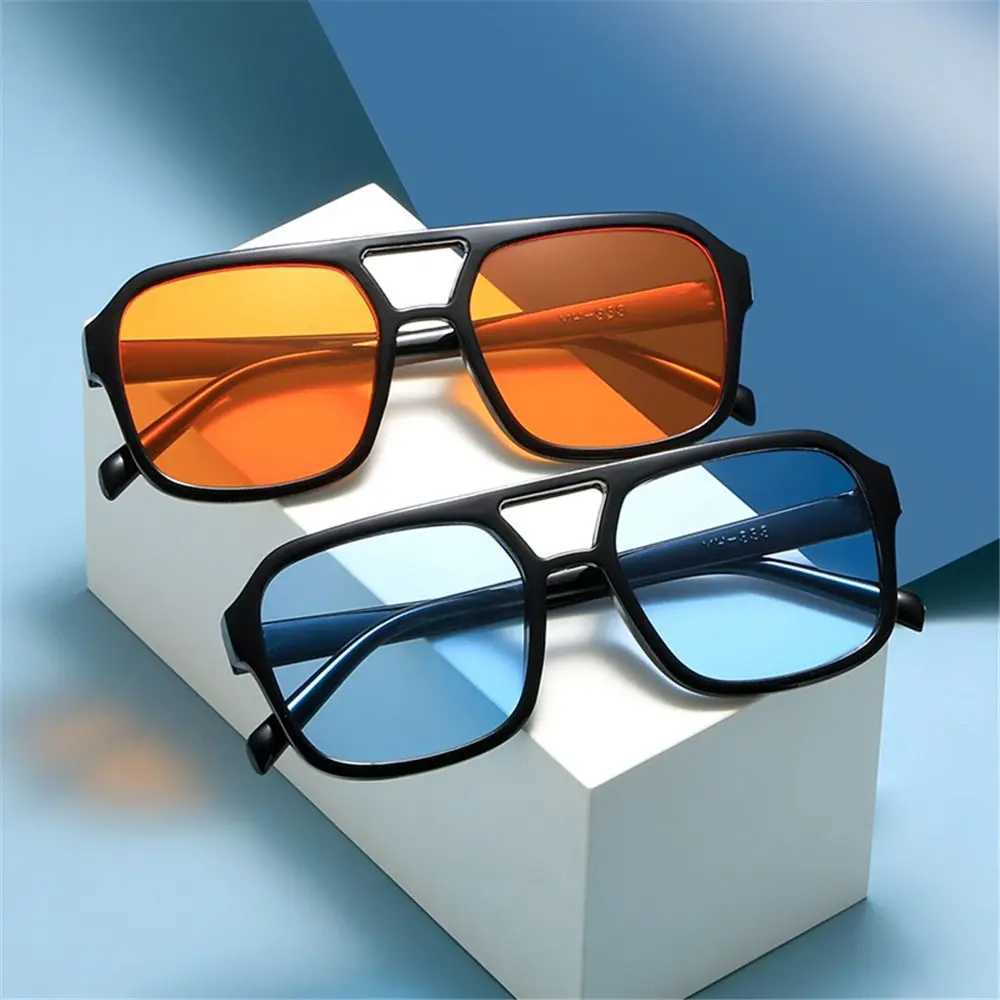 1 piece of retro square aviation sunglasses suitable for women men fashionable large frame sunglasses fashionable shadows 70s black shadow glasses W24