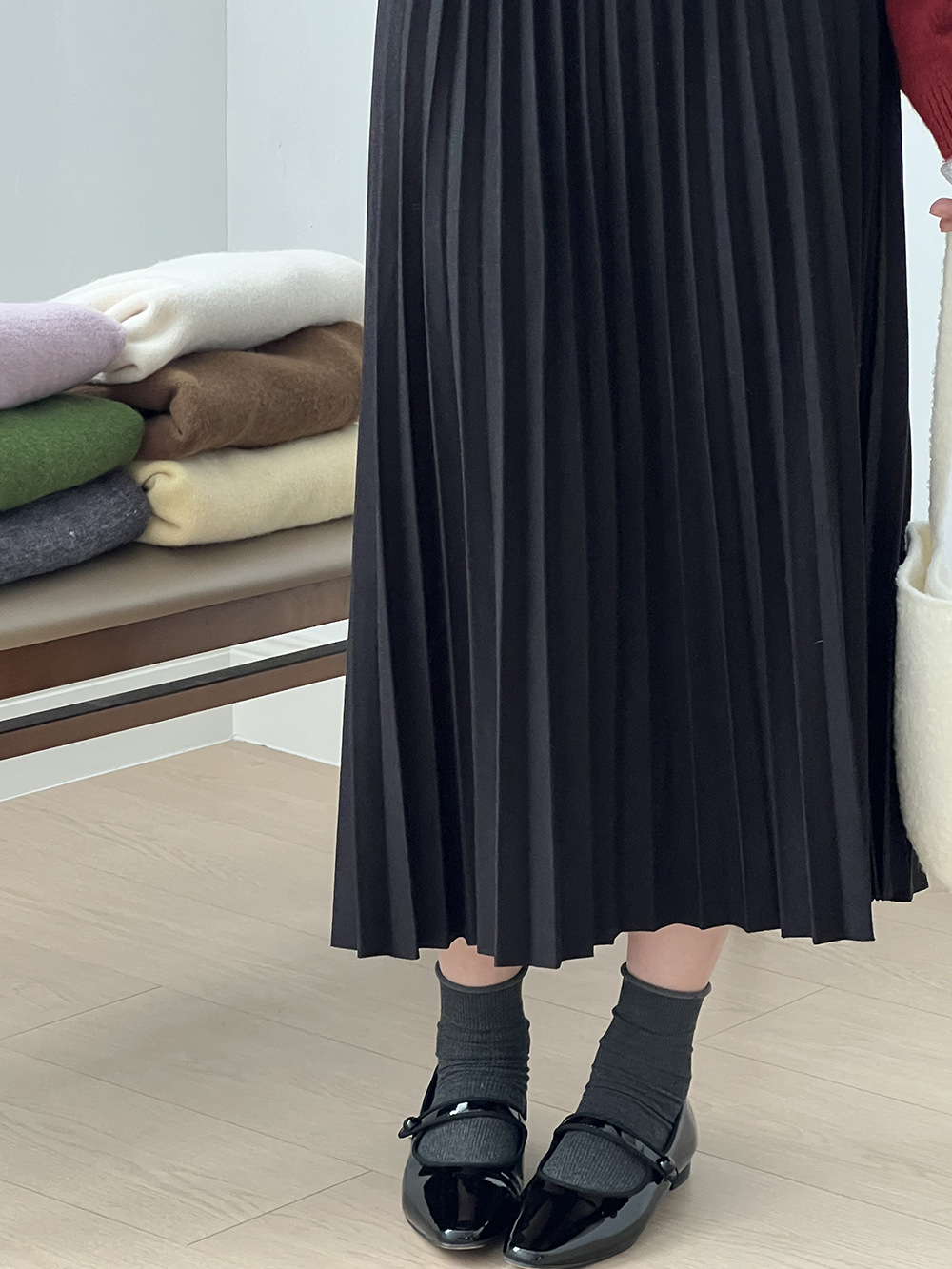 F9233 high waist pleated skirt 2024 autumn and winter new style temperament versatile drape A-line long skirt umbrella skirt