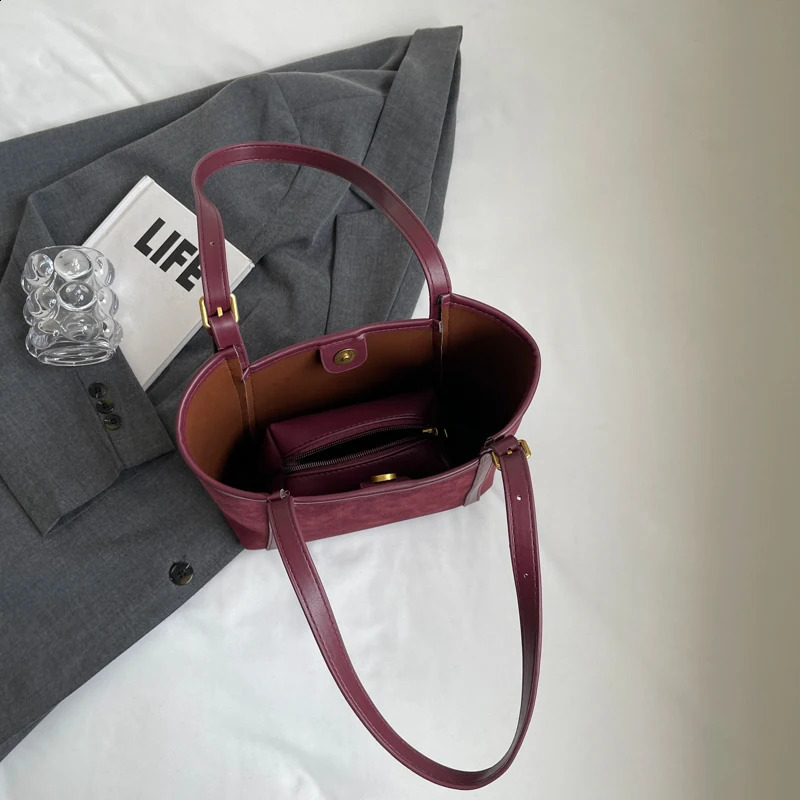 Retro Shoulder Bag PU Leather Top Handle Handbag Large Capacity Shopper Bag for Women Work Shopping Travel 241228