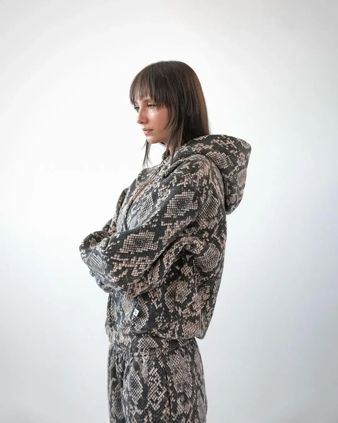 American Trend Harajuku Viper Pattern Hoodie Suit Mens Autumn Loose Sweatpants Y2K Street American Hip-hop Sweatshirt 241224