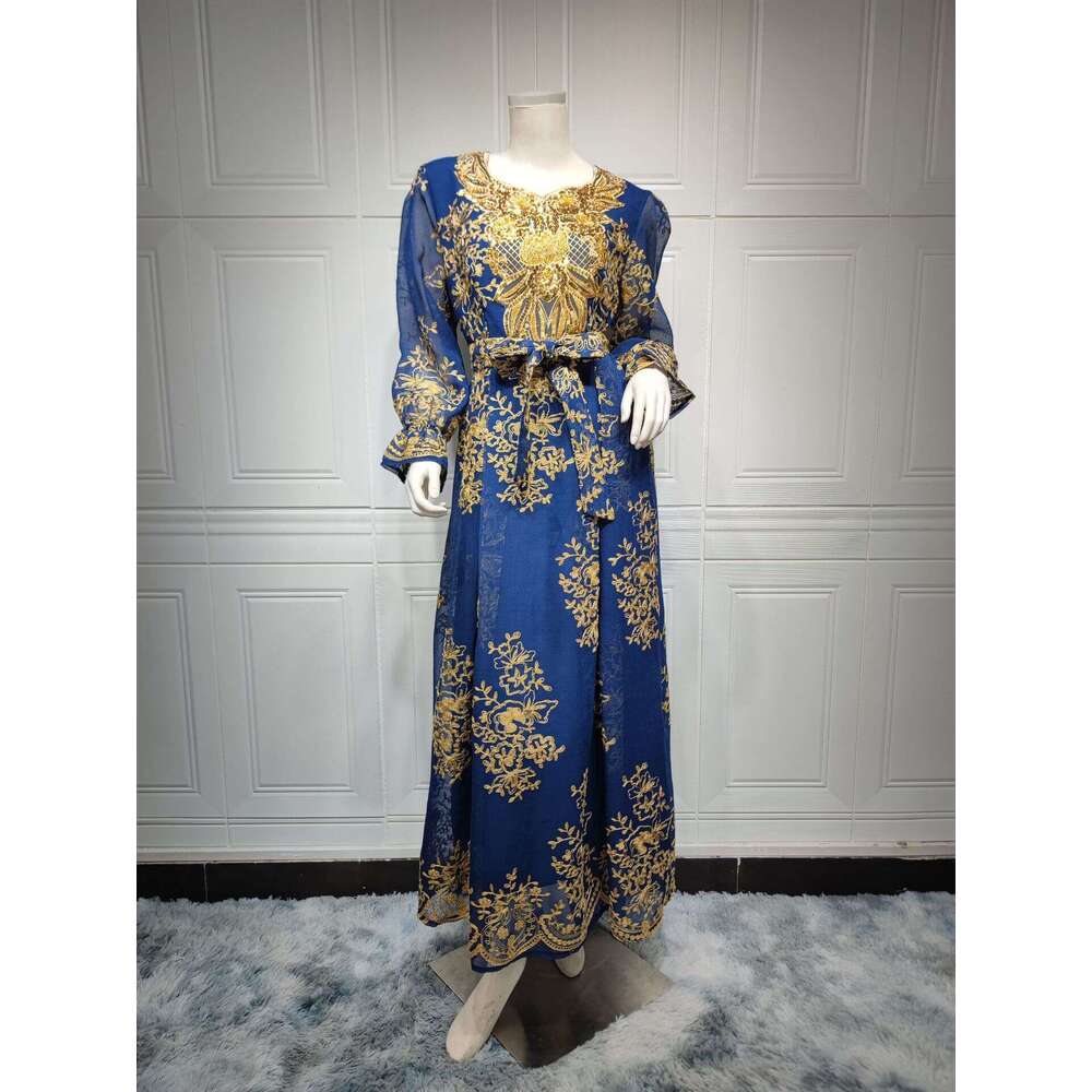 Eid Al Adha Arab Dubai Embroidered Decal Dress Muslim Party Banquet Robe