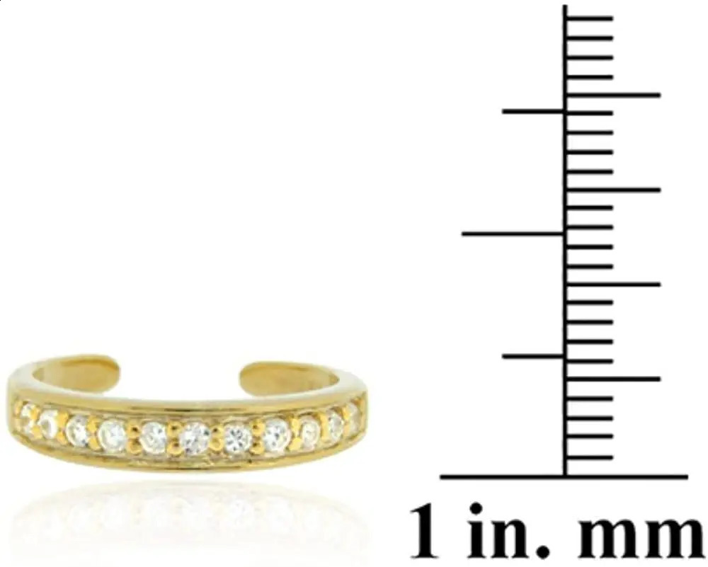 Cubic Zirconia ChannelSet Polished Adjustable Toe Rings for Women Girl Summer Beach Sexy Jewelry Stainless Steel 241225