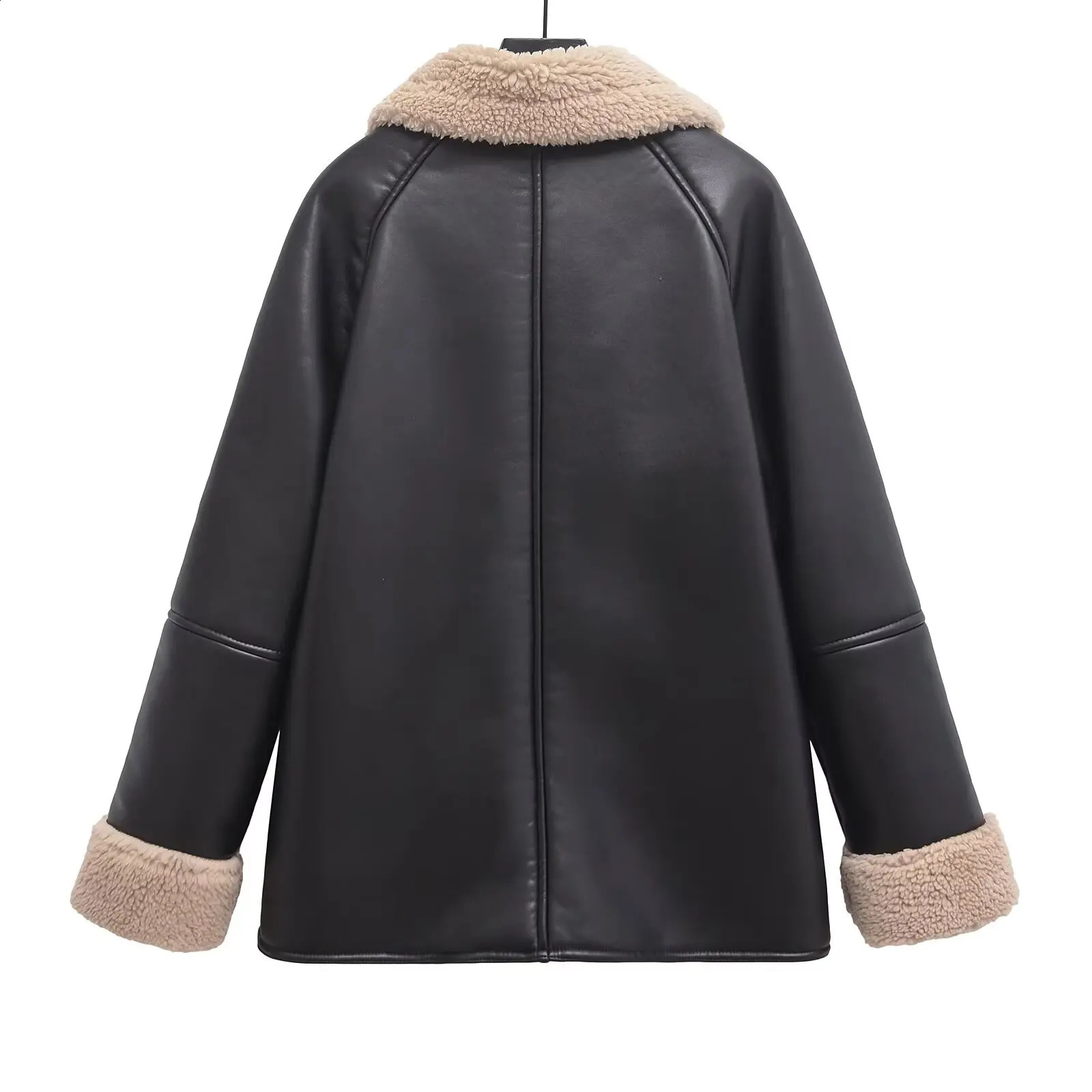 European and American style winter style lapel sherpa jacket for women fashionable and versatile fur all-in-one warm top 241227