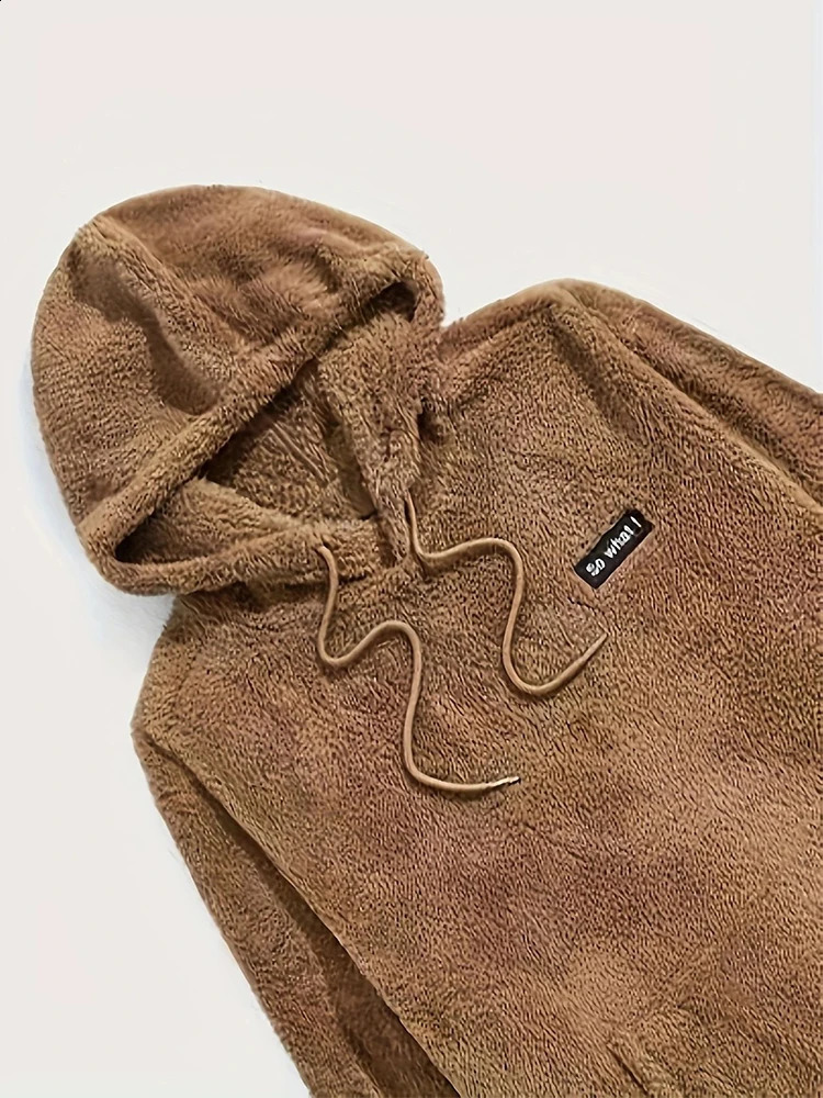 Autumn and winter warm outdoor wool two-piece set mens spring fashion solid color wool fur hooded sweatshirt and pants set mens set 241227