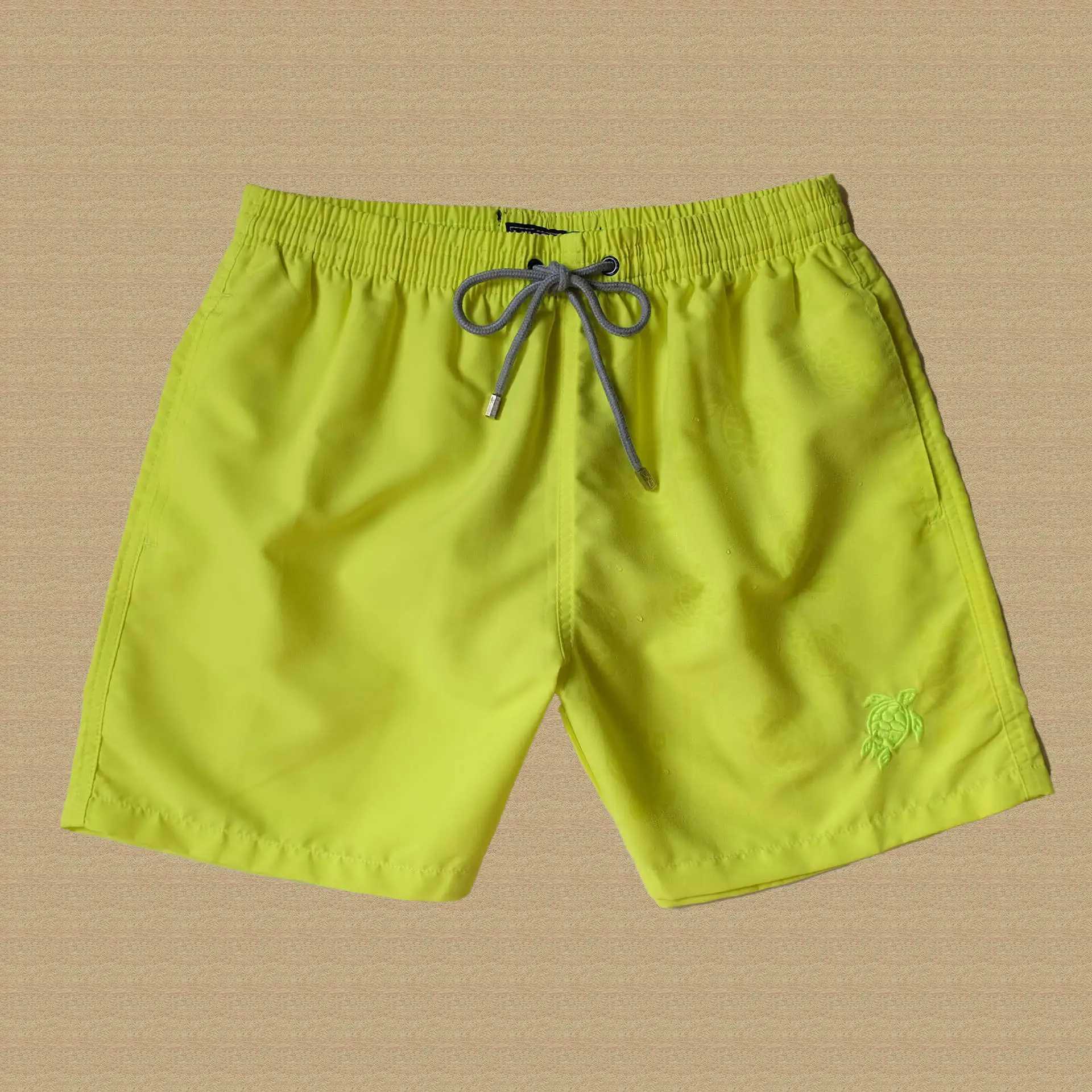 Summer solid color mens swimsuit beach shorts pocket sports casual Bermuda sportswear turtle brand mens shorts W241228