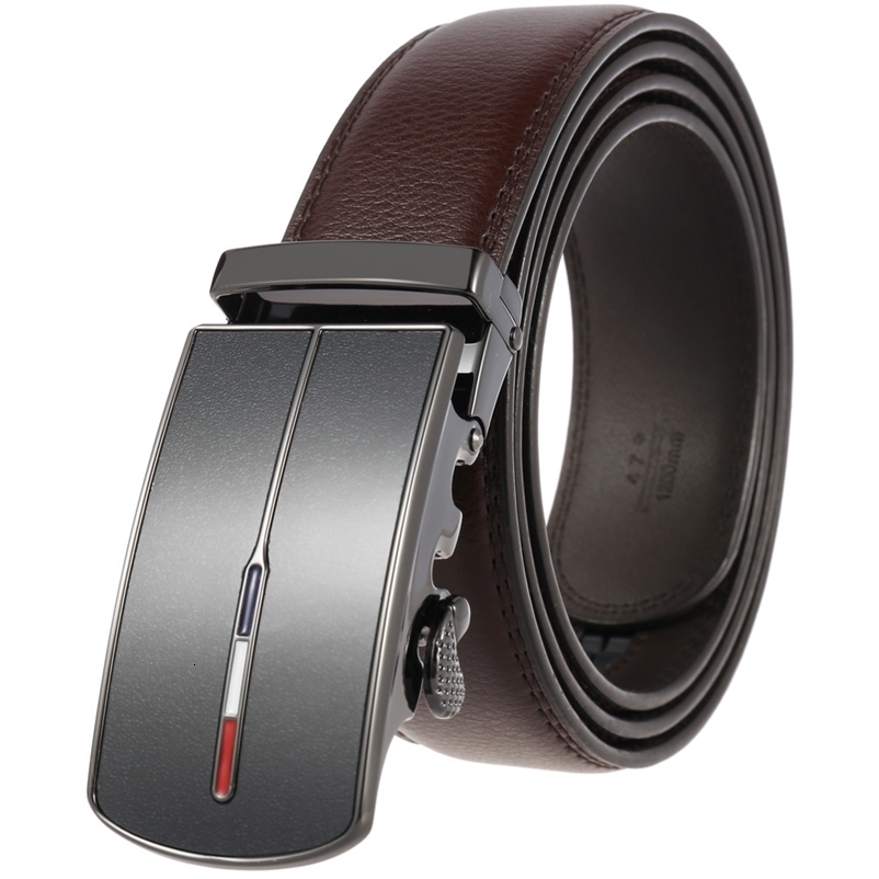 Mens Leather Belts Fashion Automatic Buckle Cowskin Male Belts Black Brown 3.5cm 241227