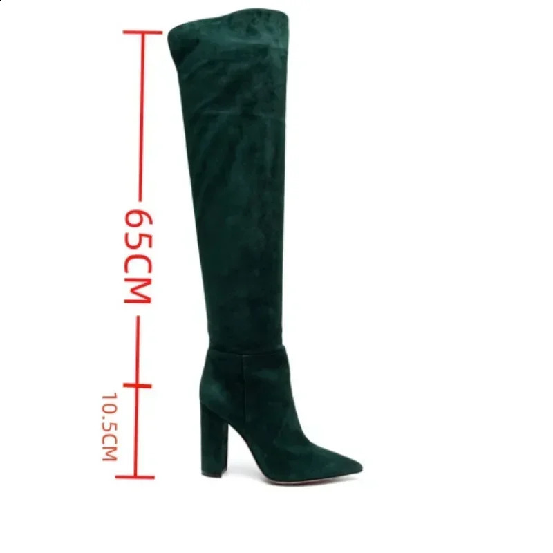 European and American Fashion High Heels Knee High Walking Boots Ladies British Style Versatile Suede Knight Boots 241228